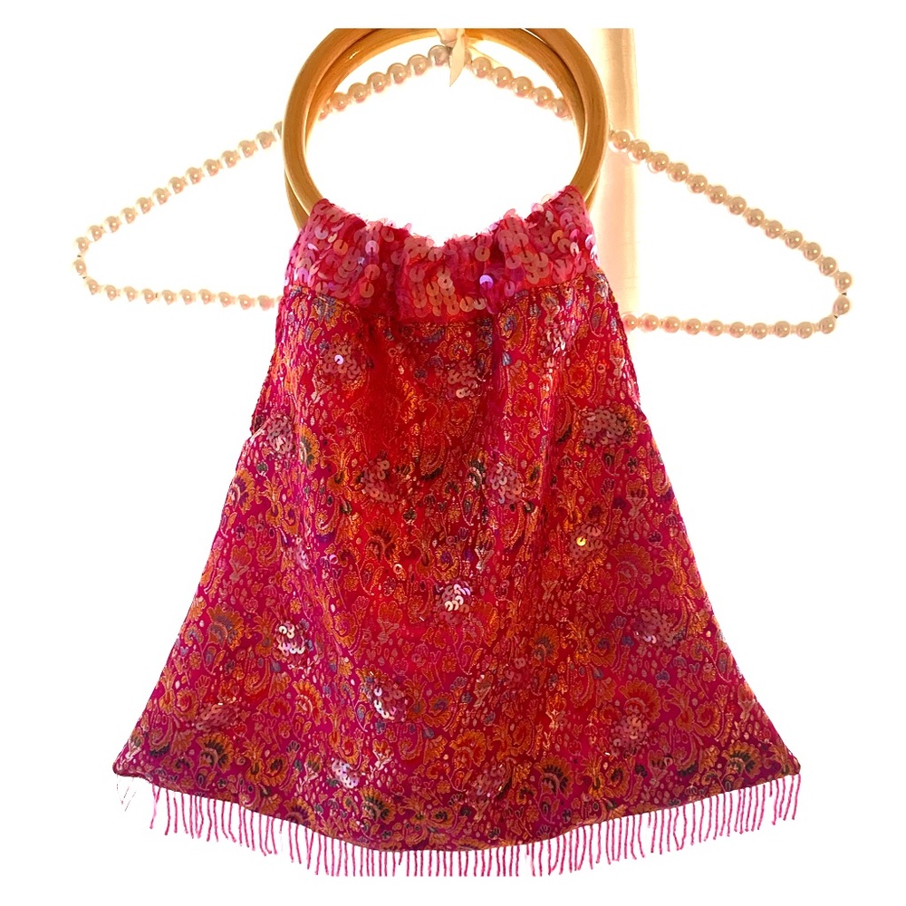 Sassy Pink hand held bag/simple shimmer.